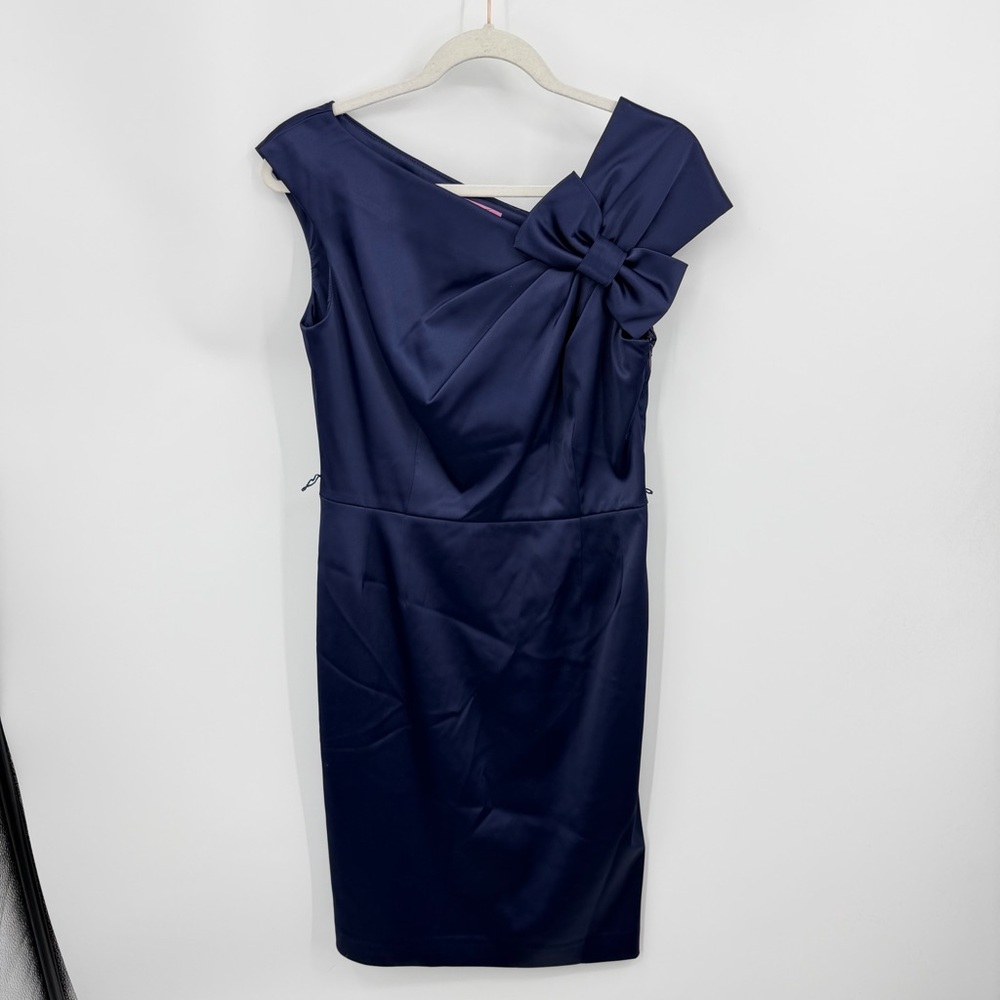 ELIZA‎ J bow Cocktail sheath Dress in Navy blue Size 6-8?